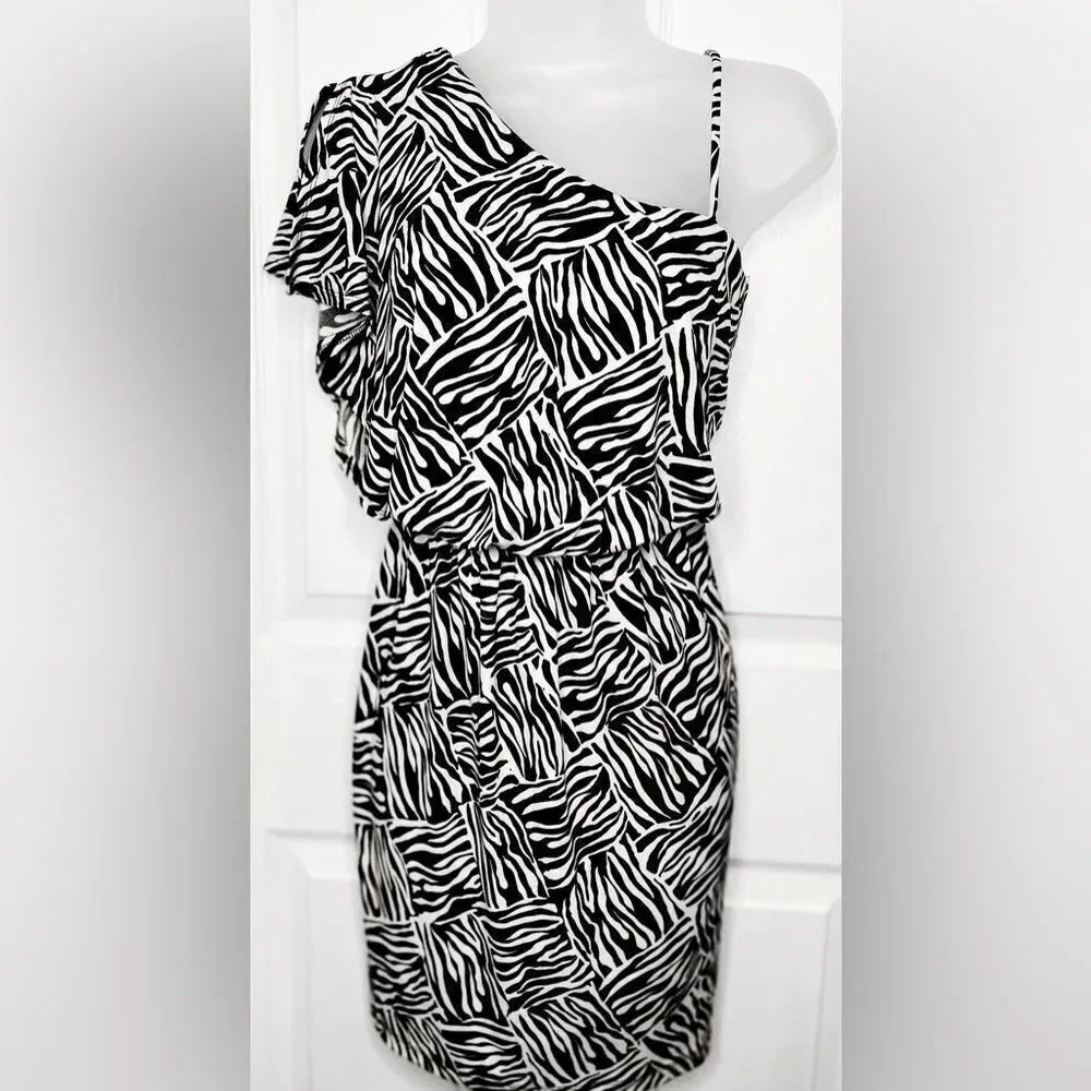 Zebra One Shoulder Mini Dress - Picture 10 of 11